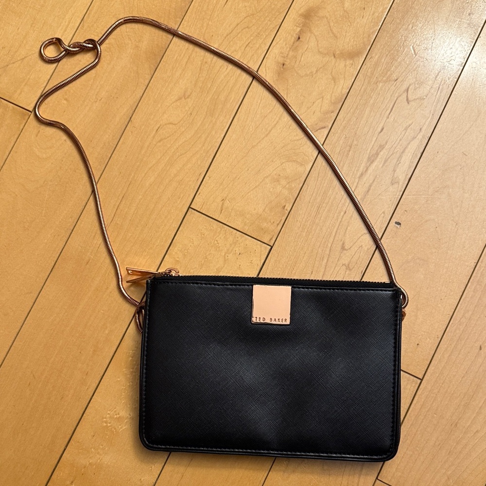 Ted Baker Black Crossbody Bag with Rose Gold Chain